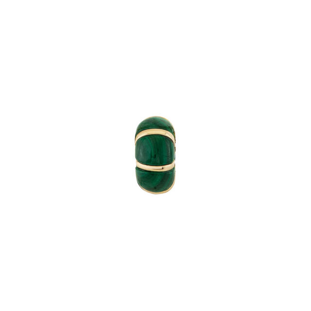 MALACHITE AND GOLD STRIPE 14-carat gold rondelle bead