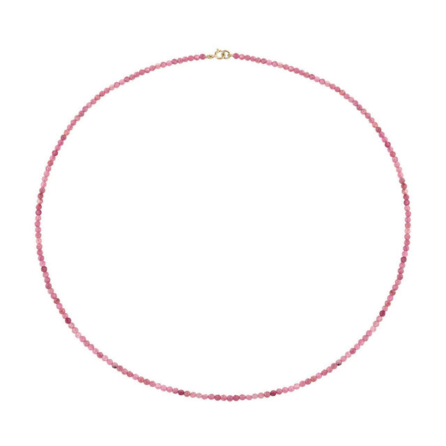 PETITE PINK TOURMALINE beaded 14-carat gold necklace