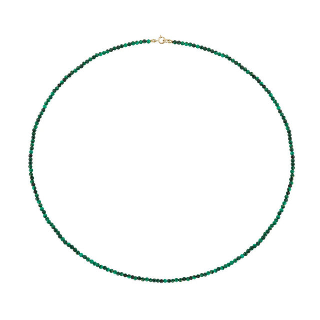 PETITE MALACHITE beaded 14-carat gold necklace