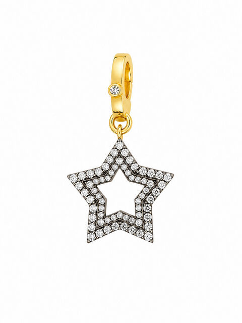 LARGE STAR 14-carat gold and lab diamond charm