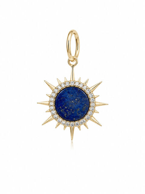 LAPIS STARBURST and diamond 14-carat gold charm