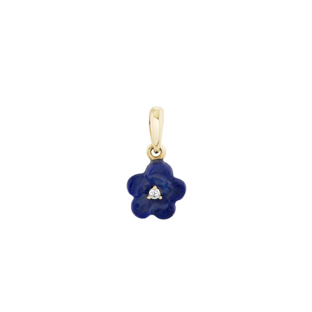 LAPIS AND DIAMOND BLOSSOM 14 - carat gold charm