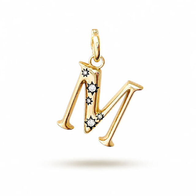 CELESTE DIAMOND INITIAL 14 - carat gold hinged charm