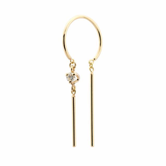 DIAMOND or EMERALD or RUBY CHIME 14-carat gold single earring