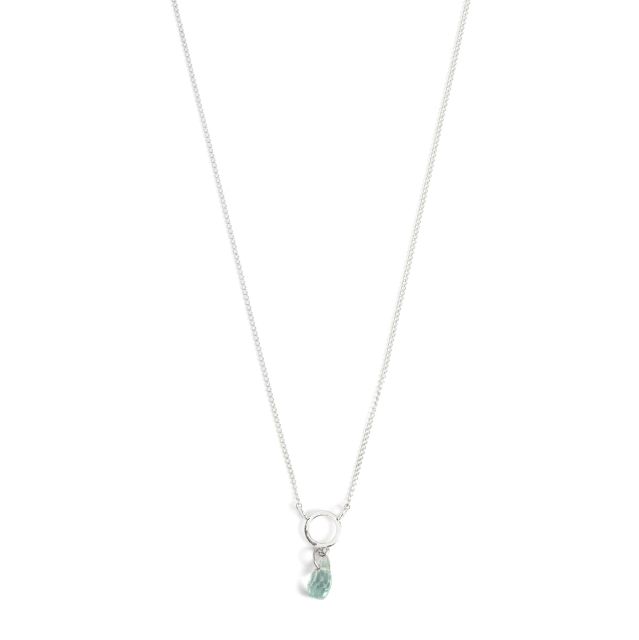 TINY CIRCLE aquamarine and sterling silver necklace