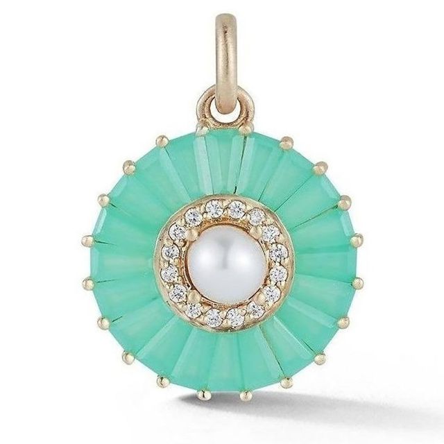 EMILY 14-carat gold and chrysoprase large charm