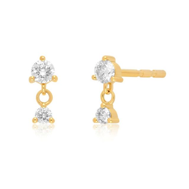 DIAMOND DANGLE 14-carat gold single prong set stud