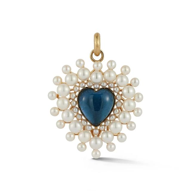 JULIANA 14-carat gold, blue topaz and pearl cluster charm