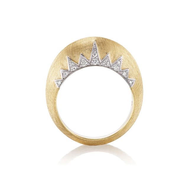 DOMED CROWN 18 - carat gold and diamond ring