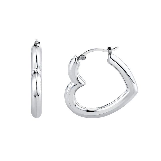 STERLING SILVER HEART HELIUM hoop earrings