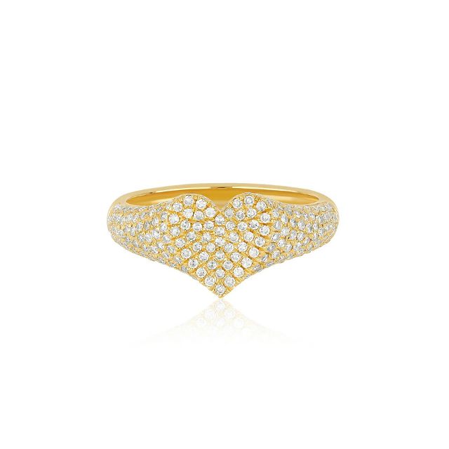 HEART DIAMOND and 14 - carat gold signet ring