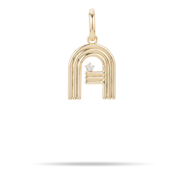 GROOVY DIAMOND INITIAL 14 - carat gold hinged charm