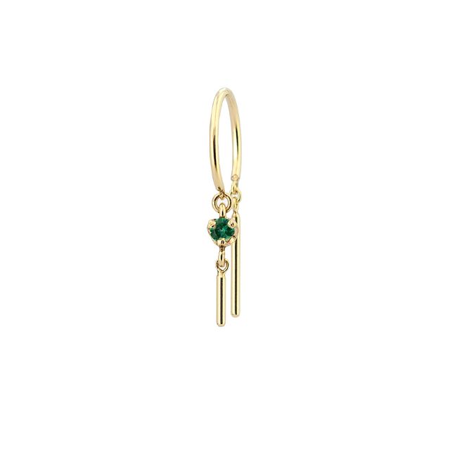EMERALD or RUBY 14-carat gold baby chime single earring