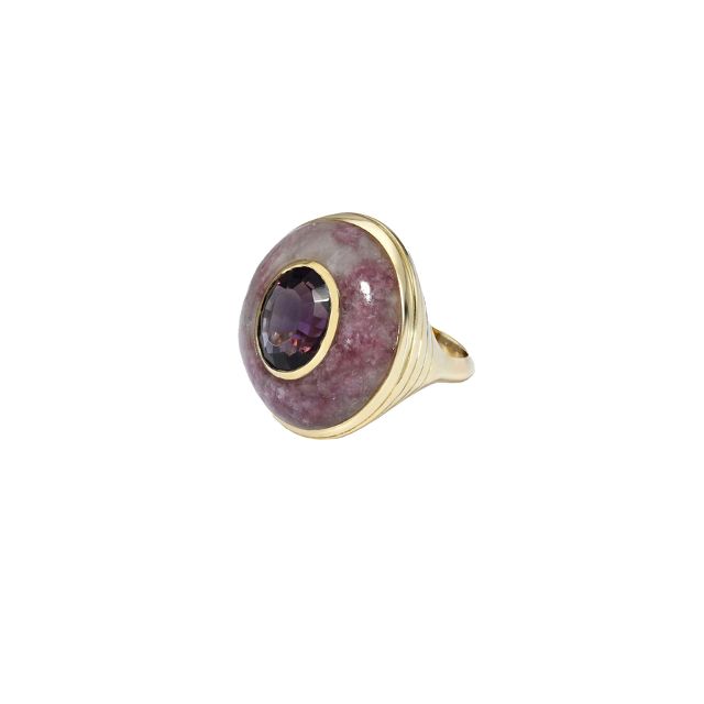 ONE OF A KIND LOLLIPOP RING - 4ct Amethyst in Hand Carved Lepidolite
