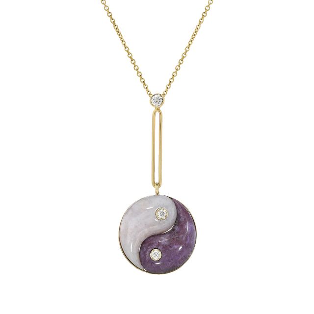 DOUBLE STONE YIN YANG PENDANT - Lilac and Lavendar Jade