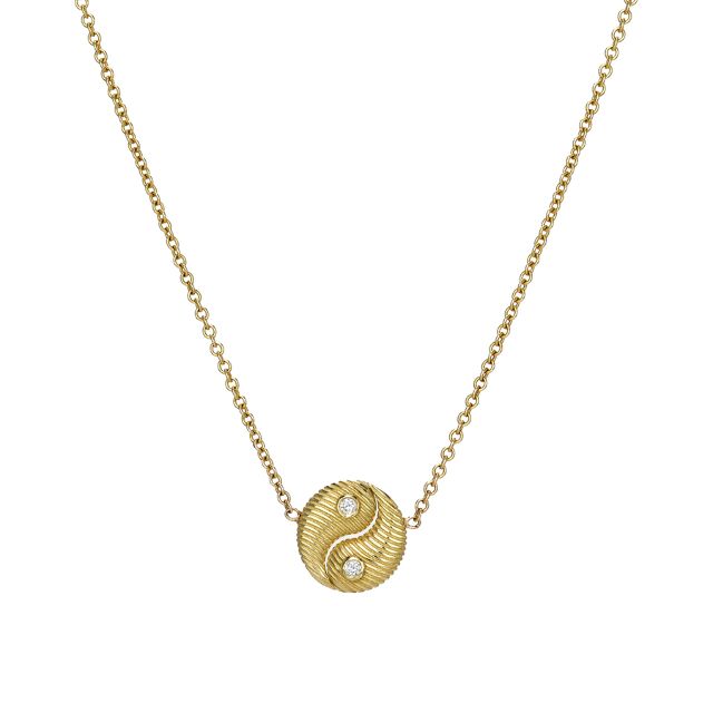MINI YIN YANG gold and diamond pendant necklace
