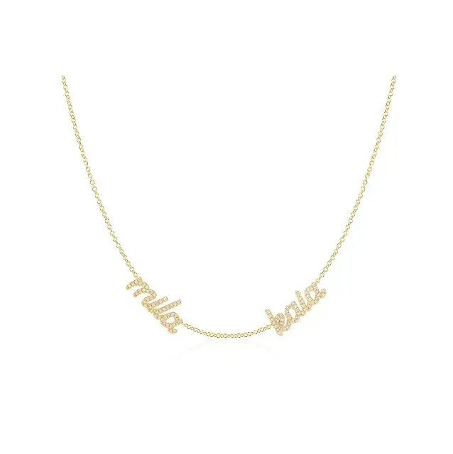 CUSTOM DIAMOND SCRIPT NAME 14-carat gold necklace