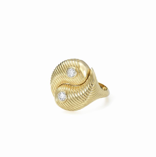 ALL GOLD YIN YANG 14 - carat gold and diamond ring