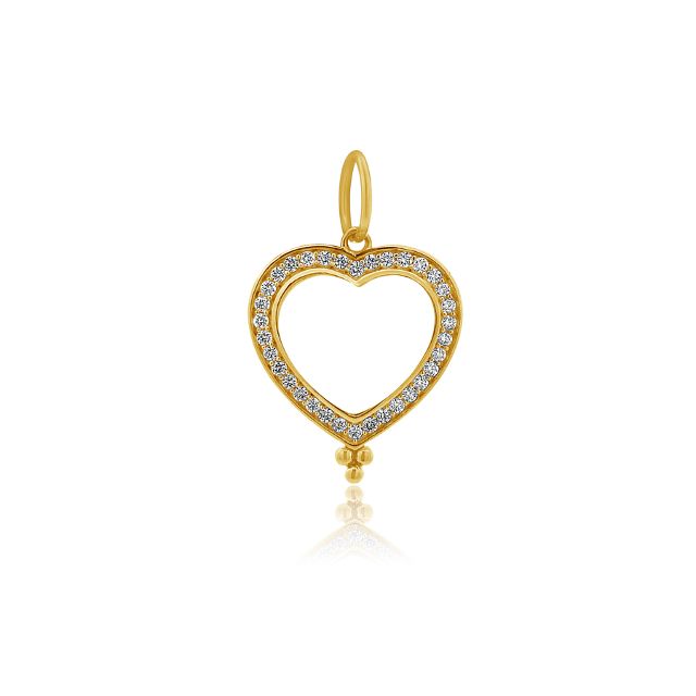 DIAMOND HALO WHITE TOPAZ HEART 14-carat gold charm