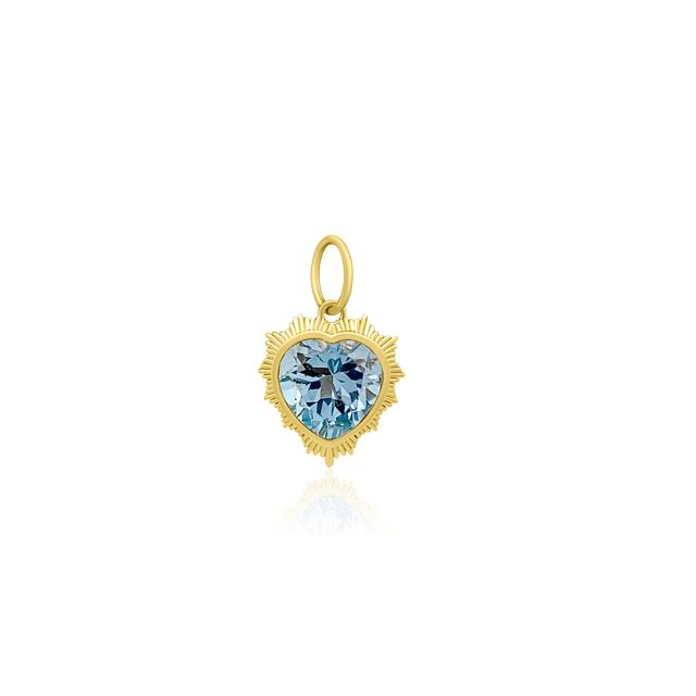 BLUE TOPAZ FLUTED HEART 14-carat gold charm