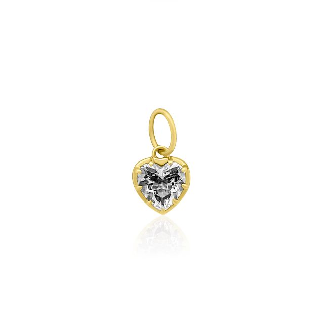 WHITE TOPAZ HEART 14-carat gold charm