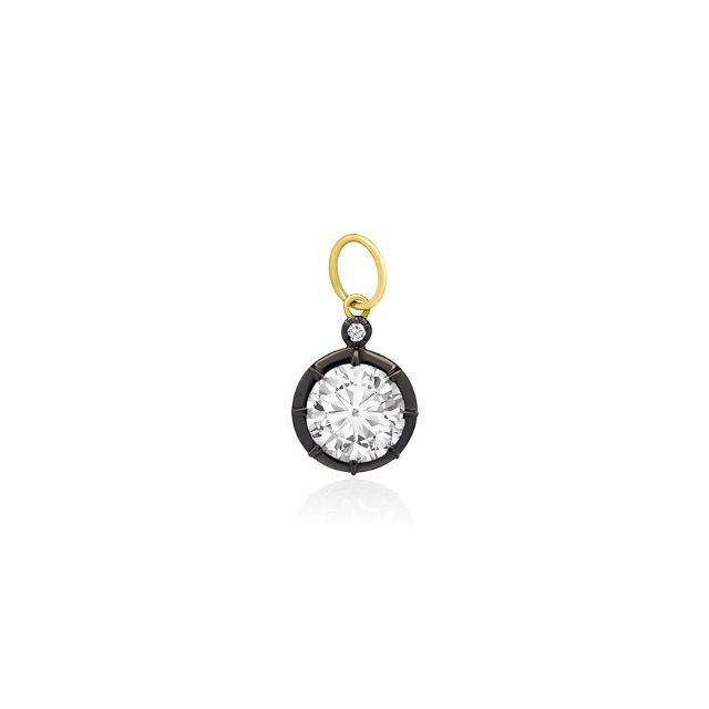 WHITE TOPAZ 14-carat gold and diamond charm