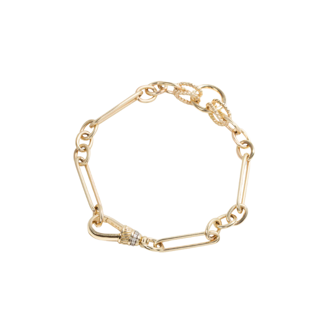 TROMBONE LINK 14-carat gold and diamond bracelet