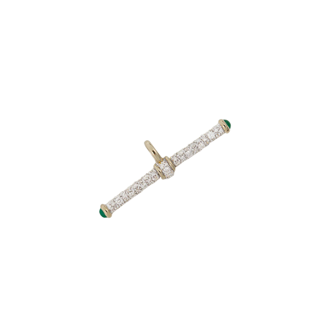DIAMOND T-BAR 14-carat gold, diamond and emerald charm