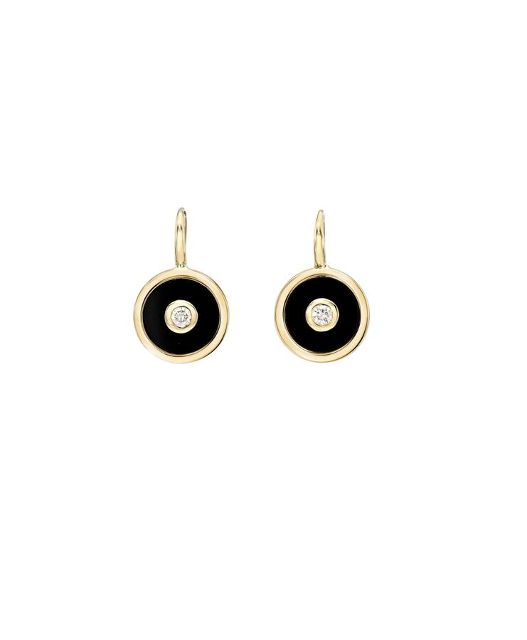 MIDI COMPASS black onyx and diamond 14-carat gold earrings