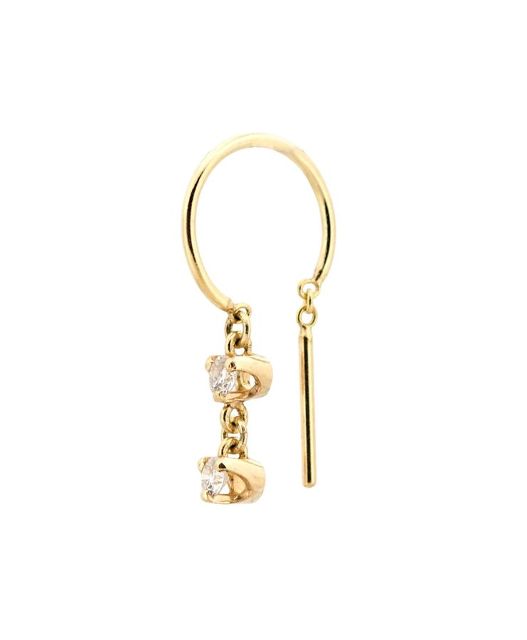 DOUBLE DIAMOND BABY CHIME 14-carat gold single earring