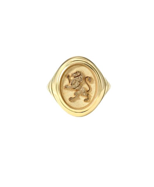 GRANDFATHER LION Tiered Fantasy 14 - carat gold signet ring
