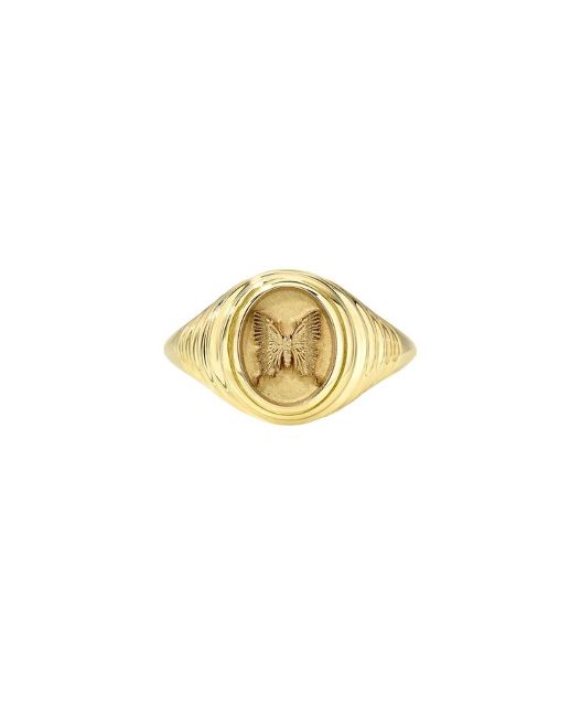 BUTTERFLY Tiered Fantasy 14 - carat gold signet ring