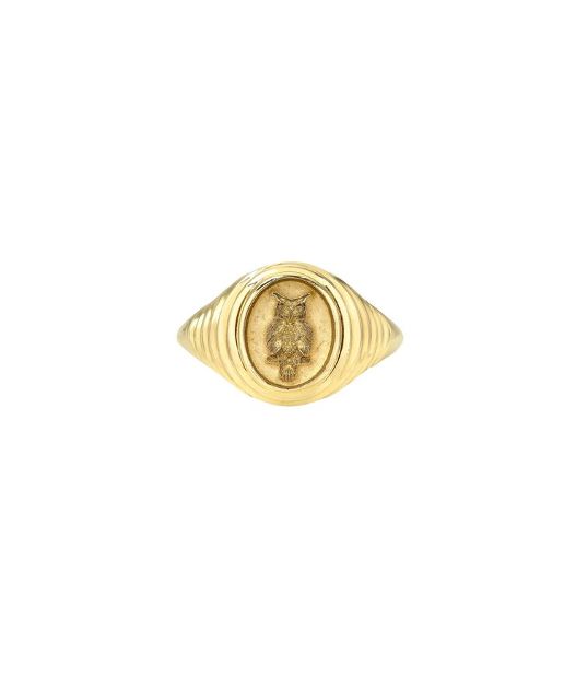 OWL Tiered Fantasy 14 - carat gold signet ring