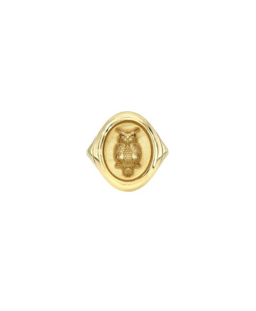 GRANDFATHER OWL Tiered Fantasy 14 - carat gold signet ring