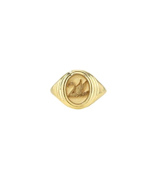 SWAN Tiered Fantasy 14 - carat gold signet ring