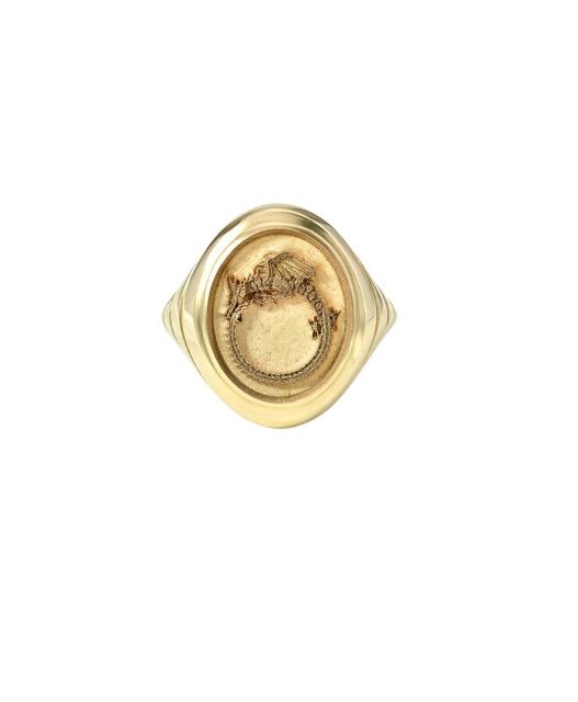 GRANDFATHER OUROBOROS Tiered Fantasy 14 - carat gold signet ring