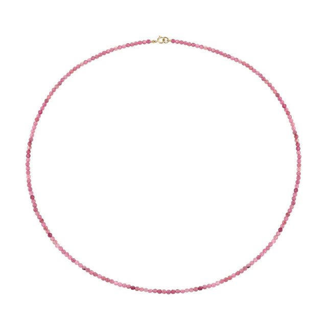 PETITE PINK TOURMALINE beaded 14-carat gold necklace
