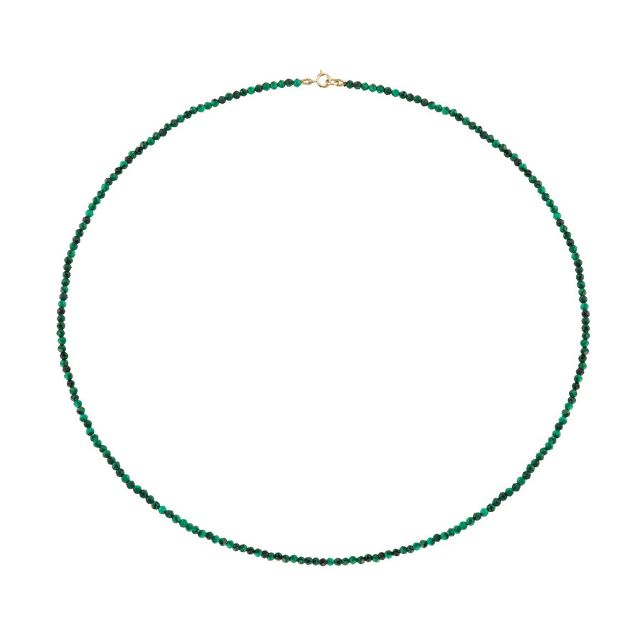 PETITE MALACHITE beaded 14-carat gold necklace