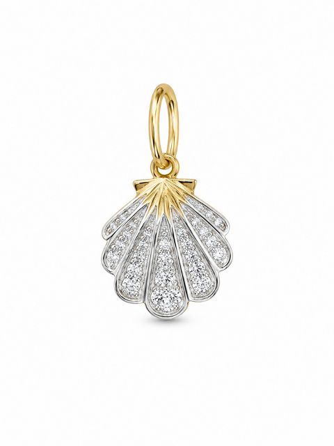 DIAMOND SHELL 14-carat yellow and white gold charm