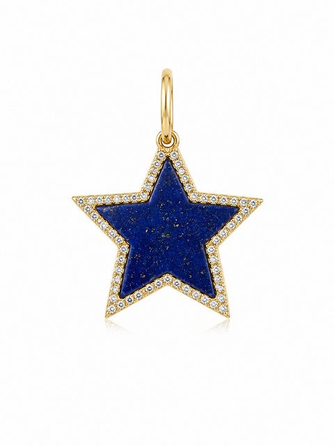 LAPIS STAR 14-carat gold and diamond charm