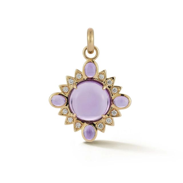 MINI NORA 14-carat gold, amethyst and diamond small charm